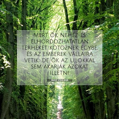 Picture 07 - Máté 23:4 KAR - Mert õk nehéz és elhordozhatatlan terheket - Bible Verse Picture