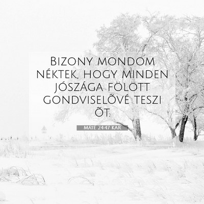 Picture 07 - Máté 24:47 KAR - Bizony mondom néktek, hogy minden jószága - Bible Verse Picture