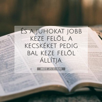 Picture 07 - Máté 25:33 KAR - És a juhokat jobb keze felõl, a kecskéket - Bible Verse Picture