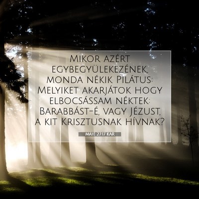 Picture 07 - Máté 27:17 KAR - Mikor azért egybegyülekezének, monda nékik - Bible Verse Picture