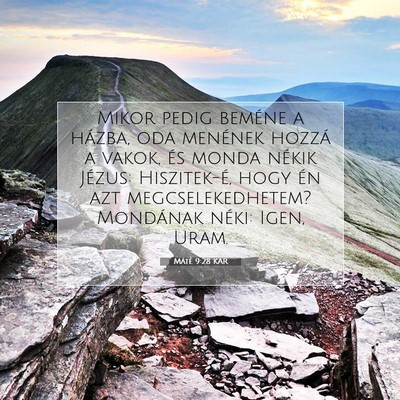 Picture 07 - Máté 9:28 KAR - Mikor pedig beméne a házba, oda menének hozzá - Bible Verse Picture