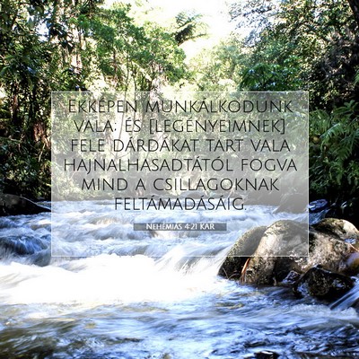 Picture 07 - Nehémiás 4:21 KAR - Ekképen munkálkodunk vala; és [legényeimnek] - Bible Verse Picture
