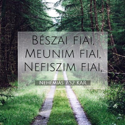 Picture 07 - Nehémiás 7:52 KAR - Bészai fiai, Meunim fiai, Nefiszim - Bible Verse Picture