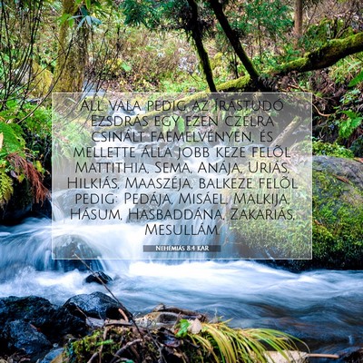 Picture 07 - Nehémiás 8:4 KAR - Áll vala pedig az írástudó Ezsdrás egy ezen - Bible Verse Picture