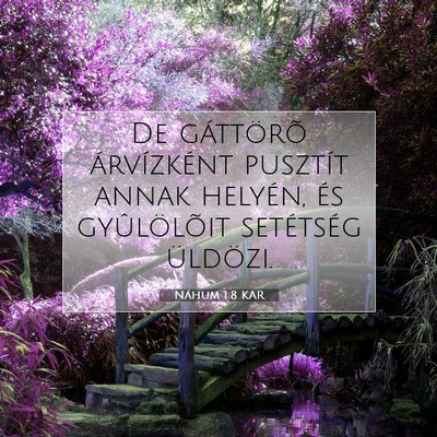 Picture 07 - Náhum 1:8 KAR - De gáttörõ árvízként pusztít annak - Bible Verse Picture