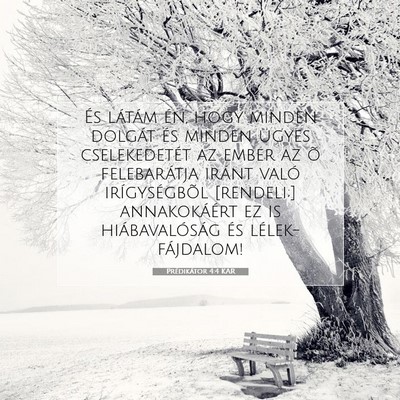 Picture 07 - Prédikátor 4:4 KAR - És látám én, hogy minden dolgát és minden - Bible Verse Picture