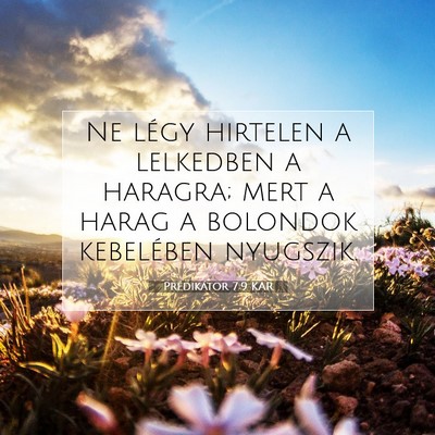Picture 07 - Prédikátor 7:9 KAR - Ne légy hirtelen a lelkedben a haragra; mert a - Bible Verse Picture