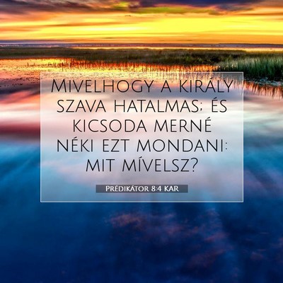 Picture 07 - Prédikátor 8:4 KAR - Mivelhogy a király szava hatalmas; és kicsoda - Bible Verse Picture
