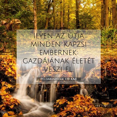 Picture 07 - Példabeszédek 1:19 KAR - Ilyen az útja minden kapzsi embernek: - Bible Verse Picture