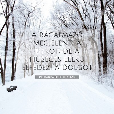 Picture 07 - Példabeszédek 11:13 KAR - A rágalmazó megjelenti a titkot; de a hûséges - Bible Verse Picture