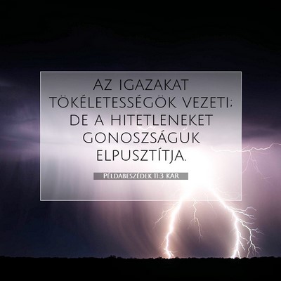 Picture 07 - Példabeszédek 11:3 KAR - Az igazakat tökéletességök vezeti; de a - Bible Verse Picture
