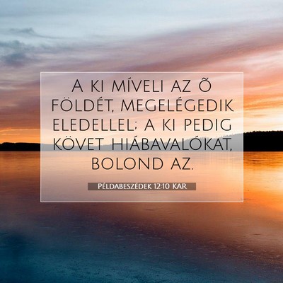 Picture 07 - Példabeszédek 12:10 KAR - A ki míveli az õ földét, megelégedik - Bible Verse Picture