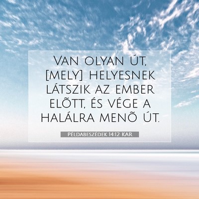 Picture 07 - Példabeszédek 14:12 KAR - Van olyan út, [mely] helyesnek látszik az ember - Bible Verse Picture