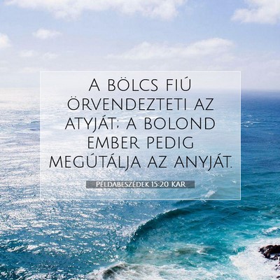 Picture 07 - Példabeszédek 15:20 KAR - A bölcs fiú örvendezteti az atyját; a bolond - Bible Verse Picture