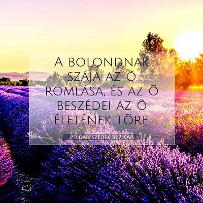 Picture 07 - Példabeszédek 18:7 KAR - A bolondnak szája az õ romlása, és az õ - Bible Verse Picture