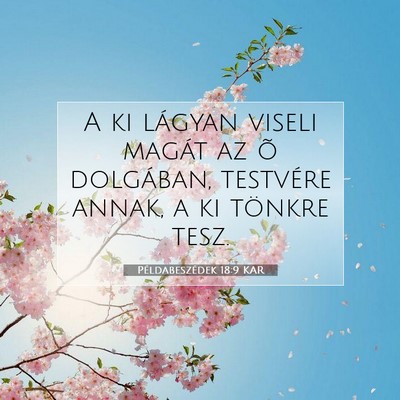 Picture 07 - Példabeszédek 18:9 KAR - A ki lágyan viseli magát az õ dolgában, - Bible Verse Picture