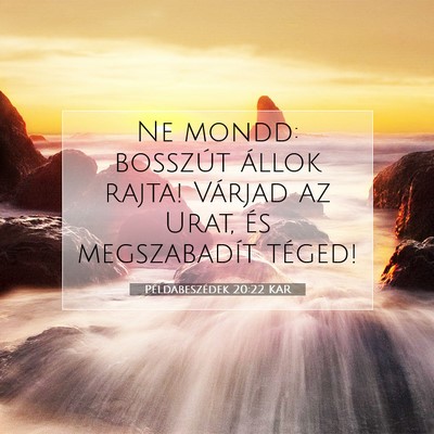 Picture 07 - Példabeszédek 20:22 KAR - Ne mondd: bosszút állok rajta! Várjad az Urat, - Bible Verse Picture