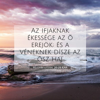 Picture 07 - Példabeszédek 20:29 KAR - Az ifjaknak ékessége az õ erejök; és a - Bible Verse Picture