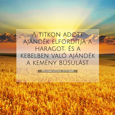 Picture 07 - Példabeszédek 21:14 KAR - A titkon adott ajándék elfordítja a haragot; - Bible Verse Picture