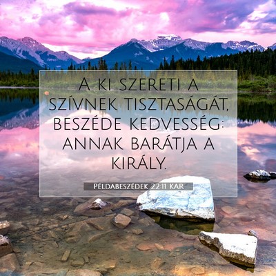 Picture 07 - Példabeszédek 22:11 KAR - A ki szereti a szívnek tisztaságát, beszéde - Bible Verse Picture
