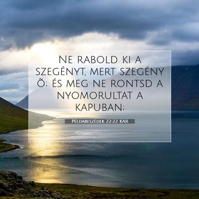 Picture 07 - Példabeszédek 22:22 KAR - Ne rabold ki a szegényt, mert szegény õ; és - Bible Verse Picture