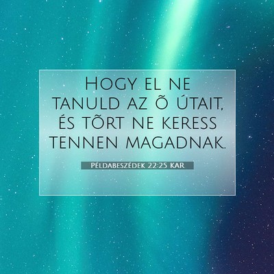 Picture 07 - Példabeszédek 22:25 KAR - Hogy el ne tanuld az õ útait, és tõrt ne - Bible Verse Picture