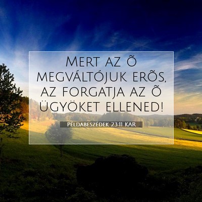Picture 07 - Példabeszédek 23:11 KAR - Mert az õ megváltójuk erõs, az forgatja az õ - Bible Verse Picture