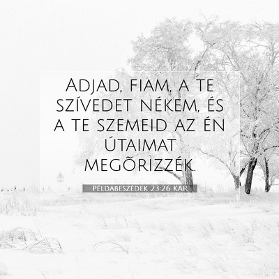 Picture 07 - Példabeszédek 23:26 KAR - Adjad, fiam, a te szívedet nékem, és a te - Bible Verse Picture