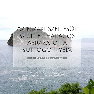 Picture 07 - Példabeszédek 25:23 KAR - Az északi szél esõt szül; és haragos - Bible Verse Picture