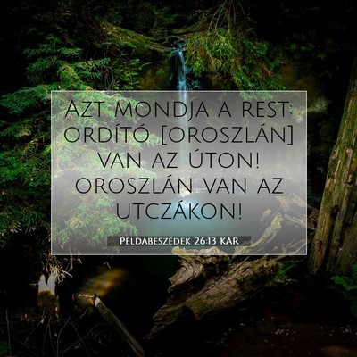 Picture 07 - Példabeszédek 26:13 KAR - Azt mondja a rest: ordító [oroszlán] van az - Bible Verse Picture