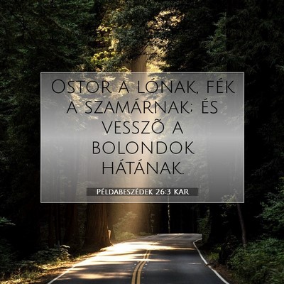 Picture 07 - Példabeszédek 26:3 KAR - Ostor a lónak, fék a szamárnak; és vesszõ a - Bible Verse Picture