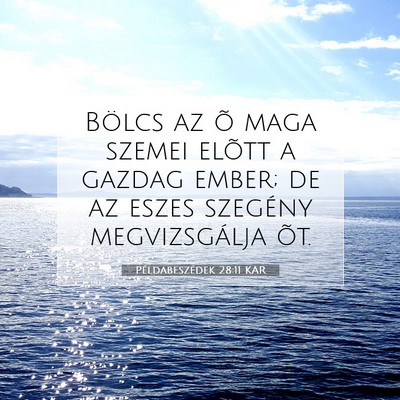Picture 07 - Példabeszédek 28:11 KAR - Bölcs az õ maga szemei elõtt a gazdag ember; - Bible Verse Picture