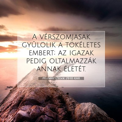 Picture 07 - Példabeszédek 29:10 KAR - A vérszomjasak gyûlölik a tökéletes embert; - Bible Verse Picture