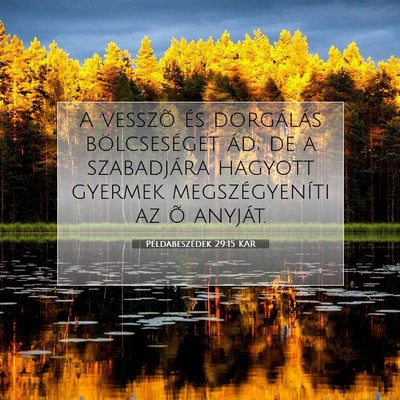 Picture 07 - Példabeszédek 29:15 KAR - A vesszõ és dorgálás bölcseséget ád; de a - Bible Verse Picture