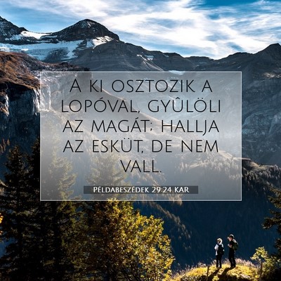Picture 07 - Példabeszédek 29:24 KAR - A ki osztozik a lopóval, gyûlöli az magát; - Bible Verse Picture