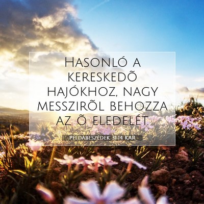 Picture 07 - Példabeszédek 31:14 KAR - Hasonló a kereskedõ hajókhoz, nagy messzirõl - Bible Verse Picture