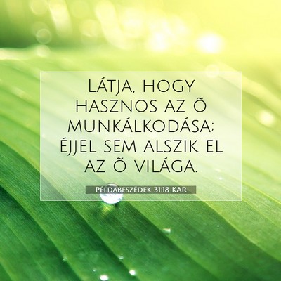 Picture 07 - Példabeszédek 31:18 KAR - Látja, hogy hasznos az õ munkálkodása; éjjel - Bible Verse Picture