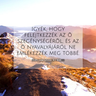 Picture 07 - Példabeszédek 31:7 KAR - Igyék, hogy felejtkezzék az õ - Bible Verse Picture