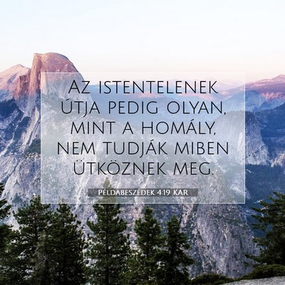 Picture 07 - Példabeszédek 4:19 KAR - Az istentelenek útja pedig olyan, mint a - Bible Verse Picture