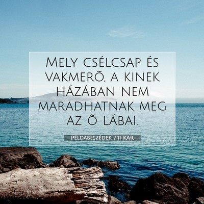 Picture 07 - Példabeszédek 7:11 KAR - Mely csélcsap és vakmerõ, a kinek házában - Bible Verse Picture