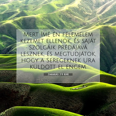 Picture 07 - Zakariás 2:9 KAR - Mert ímé én felemelem kezemet ellenök, és - Bible Verse Picture