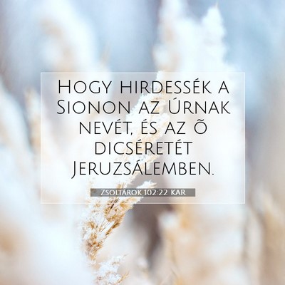 Picture 07 - Zsoltárok 102:22 KAR - Hogy hirdessék a Sionon az Úrnak nevét, és az - Bible Verse Picture