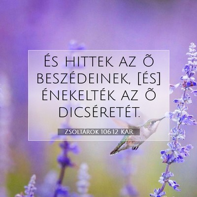 Picture 07 - Zsoltárok 106:12 KAR - És hittek az õ beszédeinek, [és] énekelték - Bible Verse Picture