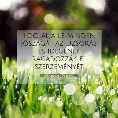 Picture 07 - Zsoltárok 109:11 KAR - Foglalja le minden jószágát az uzsorás, és - Bible Verse Picture