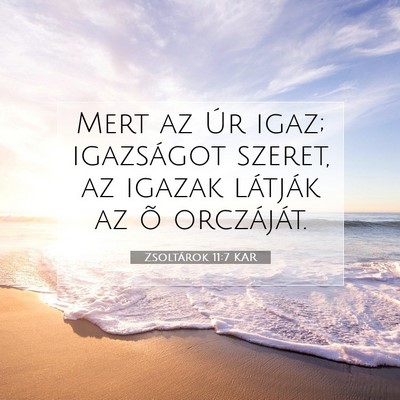 Picture 07 - Zsoltárok 11:7 KAR - Mert az Úr igaz; igazságot szeret, az igazak - Bible Verse Picture