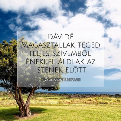 Picture 07 - Zsoltárok 138:1 KAR - Dávidé. Magasztallak téged teljes szívembõl; - Bible Verse Picture