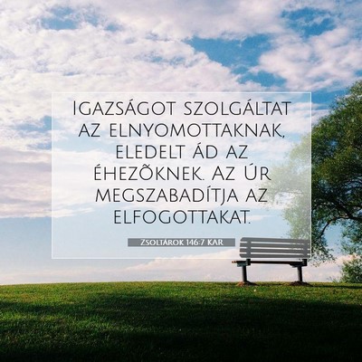 Picture 07 - Zsoltárok 146:7 KAR - Igazságot szolgáltat az elnyomottaknak, eledelt - Bible Verse Picture