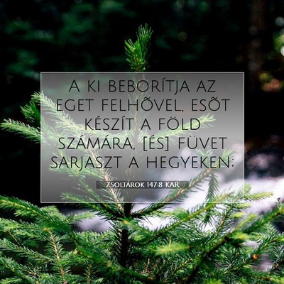 Picture 07 - Zsoltárok 147:8 KAR - A ki beborítja az eget felhõvel, esõt készít - Bible Verse Picture
