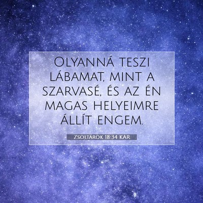 Picture 07 - Zsoltárok 18:34 KAR - Olyanná teszi lábamat, mint a szarvasé, és az - Bible Verse Picture