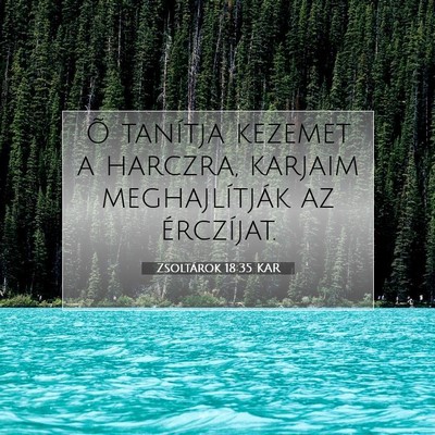Picture 07 - Zsoltárok 18:35 KAR - Õ tanítja kezemet a harczra, karjaim - Bible Verse Picture
